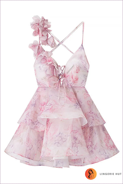White Ditsy Floral Halter Mini Dress - Ruffle Hem - s / Pink Flowers - Bodycon • Boho • Everyday • Jiajia