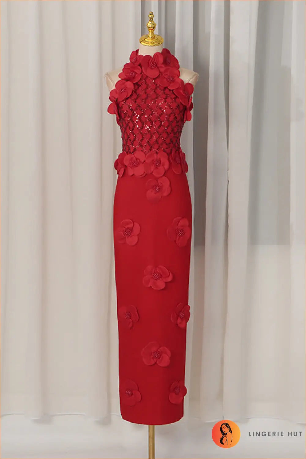 White Eyelet Lace Halter Mini Dress - Broderie Anglaise - s / Red - Bodycon • Elegant • Floral • Sailfish