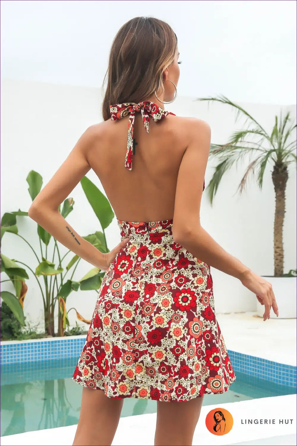 White Floral Damask V-neck Mini Dress - Lace Straps - Boho • Elegant • Everyday • Beingsun