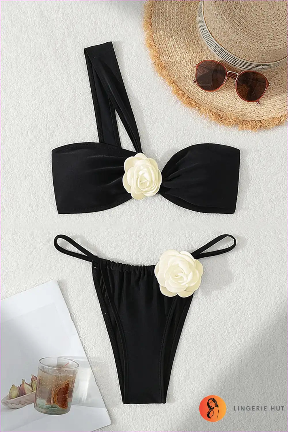 White Floral One-shoulder Bikini - Bloom In Style