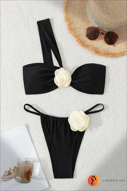 White Floral One-shoulder Bikini - Bloom In Style