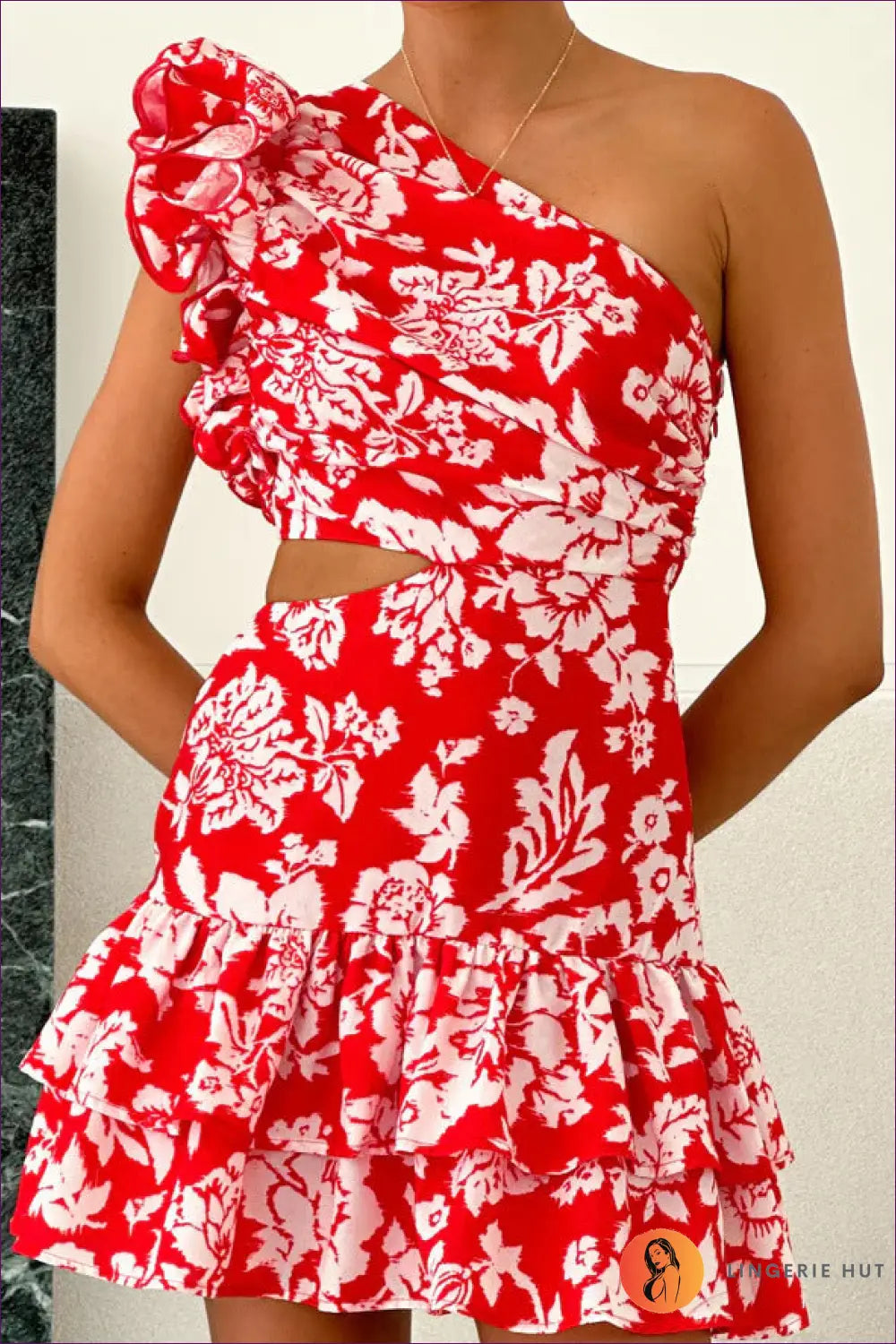 White Halter Neck Bodycon Mini Dress - 3d Floral - s / Red - Boho • Everyday • Xuyun