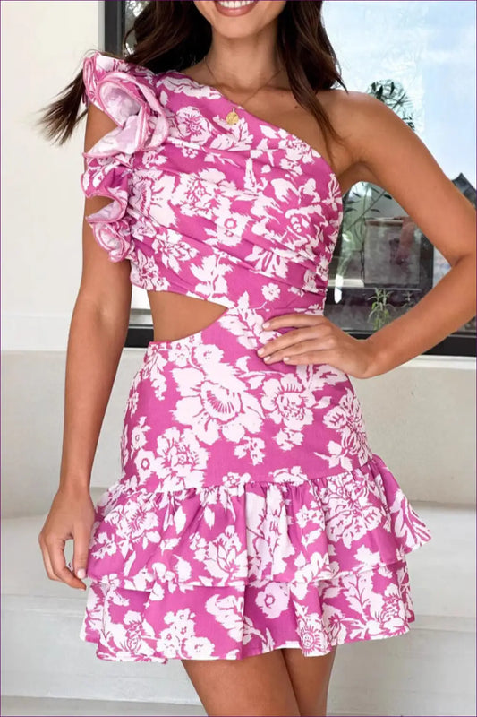 White Halter Neck Bodycon Mini Dress - 3d Floral - Boho • Everyday • Xuyun