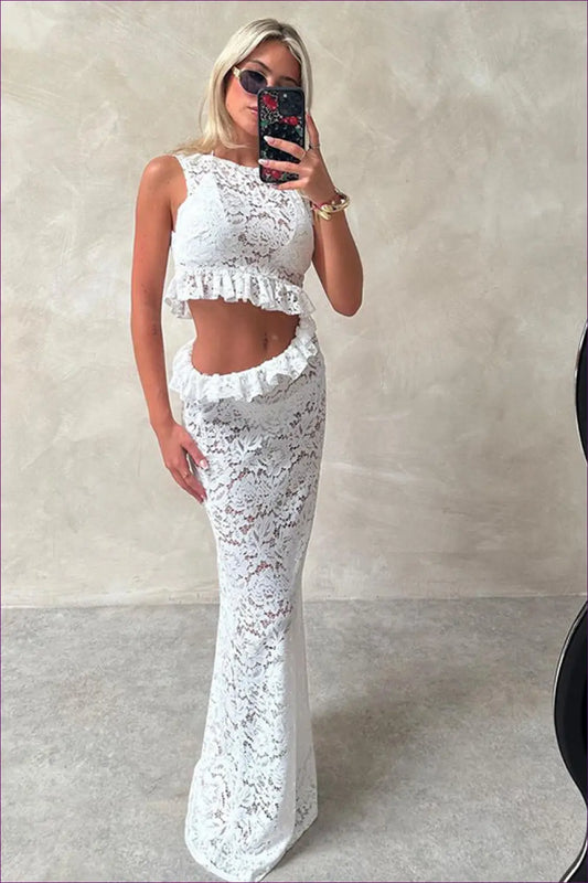 White Lace Co-ord Set - Luxe Bohemian Glam for Bridal, co Ord, Glamour, Honeymoon,