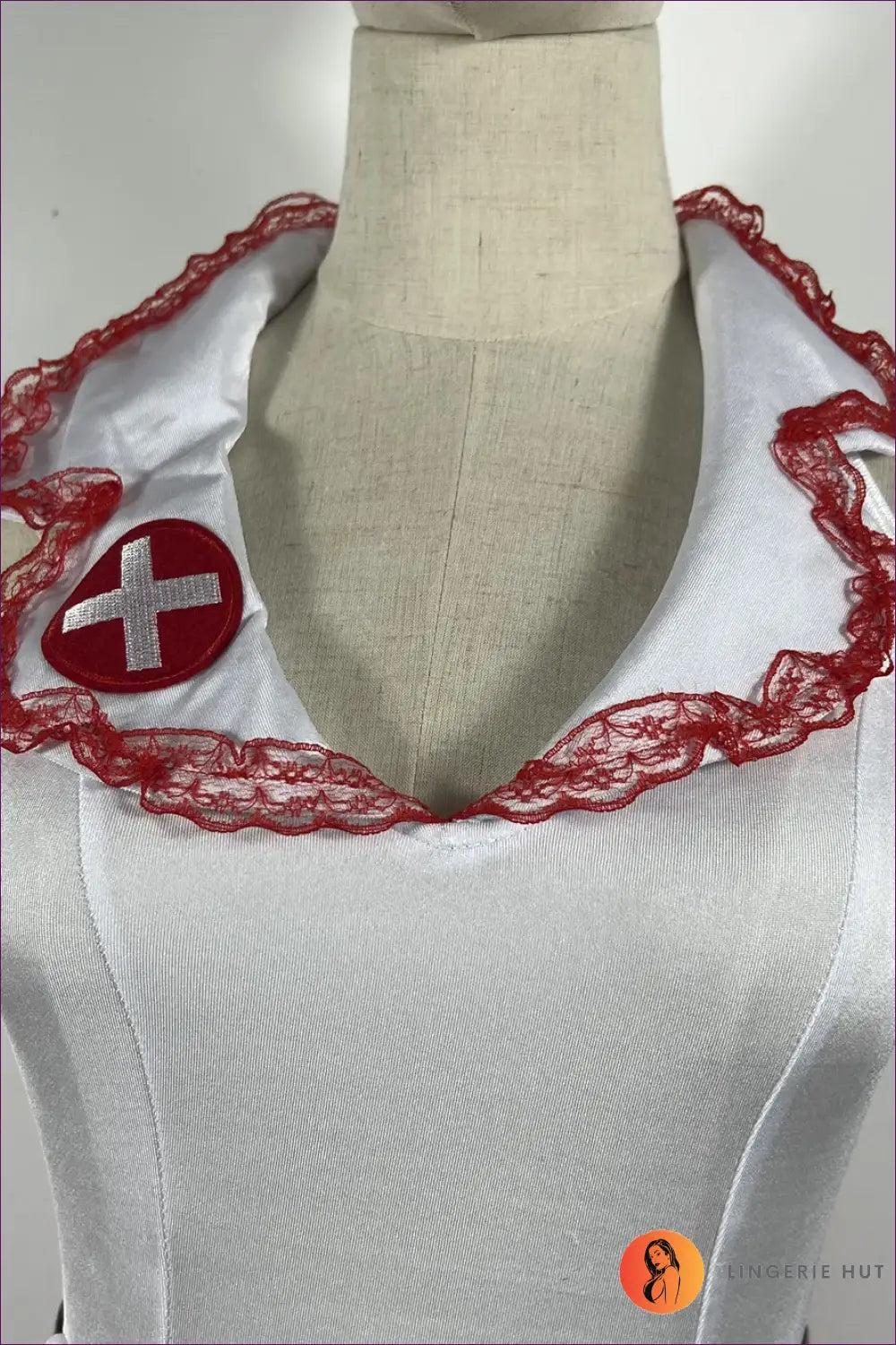 White Red Nurse Costume Mini Outfit with Cross Detail Set - Halloween • just in • Maid • Lingerie Hut