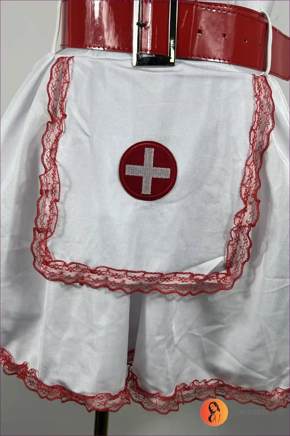White Red Nurse Costume Mini Outfit with Cross Detail Set - Halloween • just in • Maid • Lingerie Hut