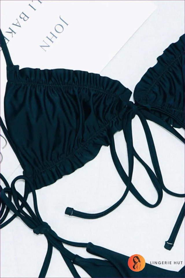 White Ruched Triangle Bikini with String-Tie Sides - Effortless Sun