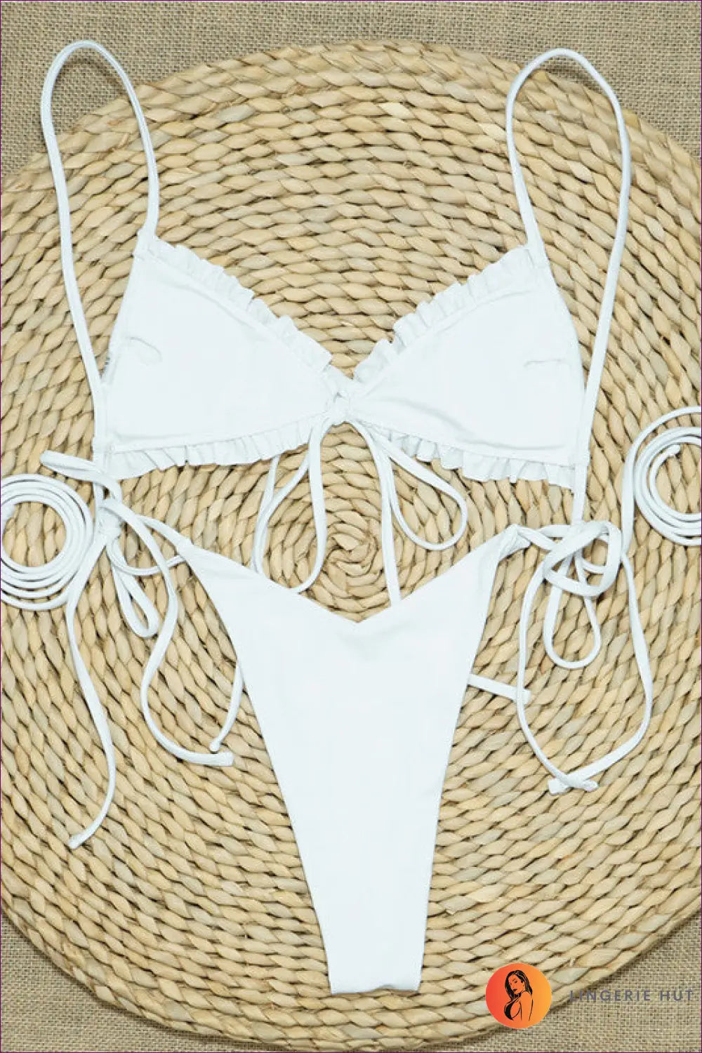 White Ruched Triangle Bikini with String-tie Sides - Effortless Sun - Beachwear • just in • Sexy • Summer • Swimwear