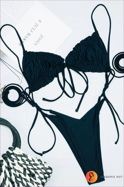 White Ruched Triangle Bikini with String-tie Sides - Effortless Sun - Beachwear • just in • Sexy • Summer • Swimwear