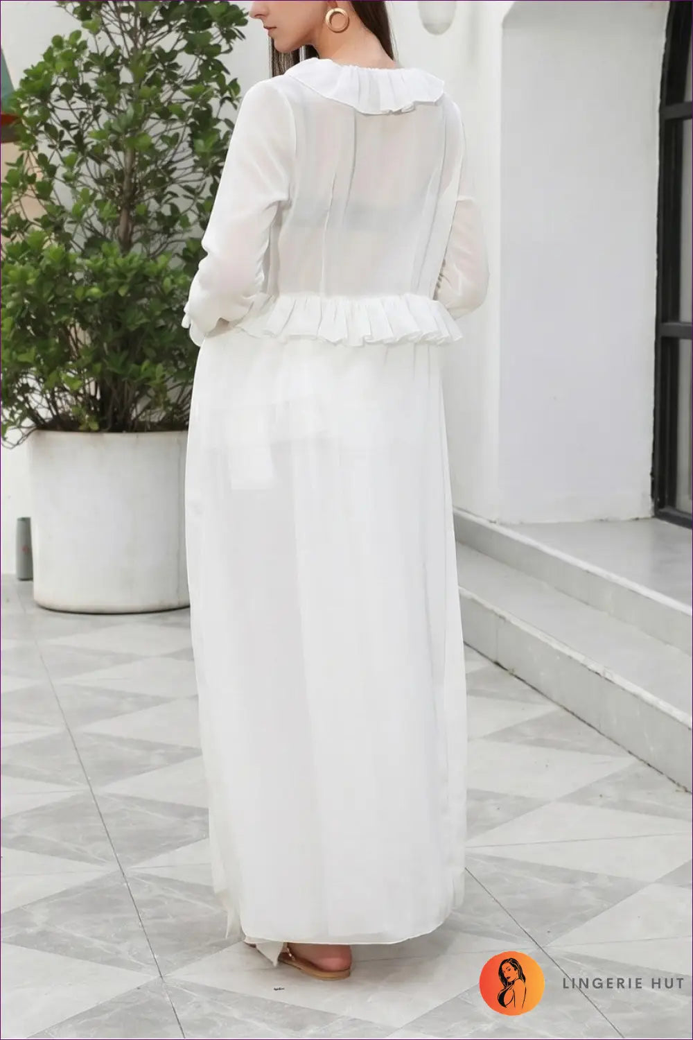 White Ruffle Kimono Cover-up with Tie Waist - Barefoot Luxe - Beach - Beachwear • Boho • Cover Up • just in • Polyester