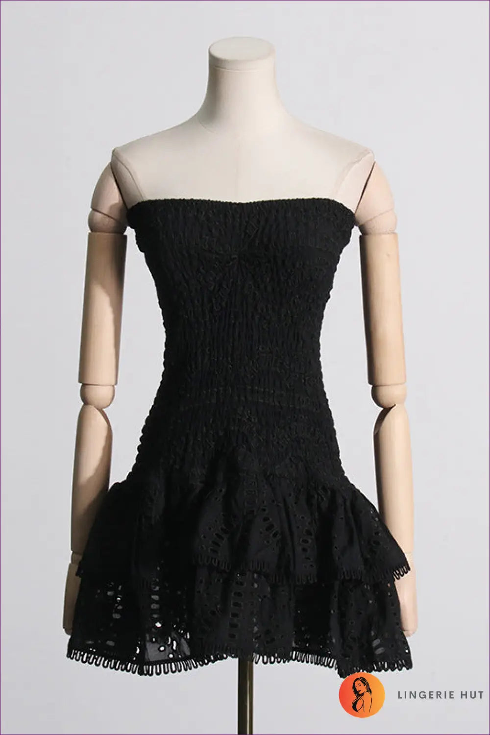 White Smocked Strapless Tiered Mini Dress - Embroidered - Boho • Elegant • just in • Bocas