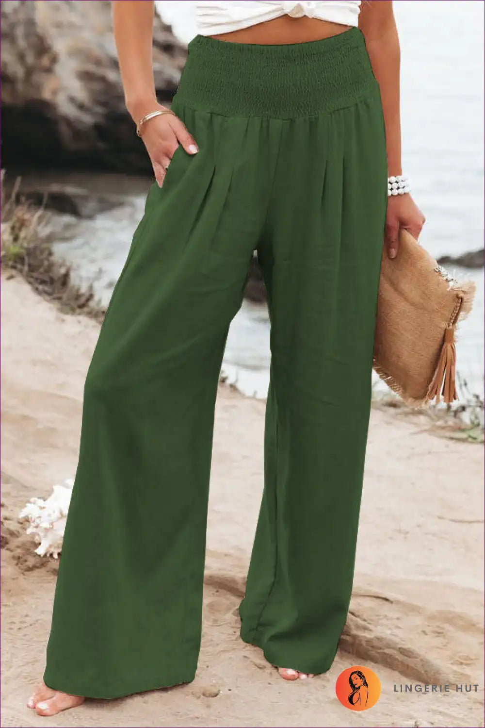 Wide-leg Trousers with Elastic Waist - Flowing Comfort for All Season, Autumn, Boho, Casual, Everyday