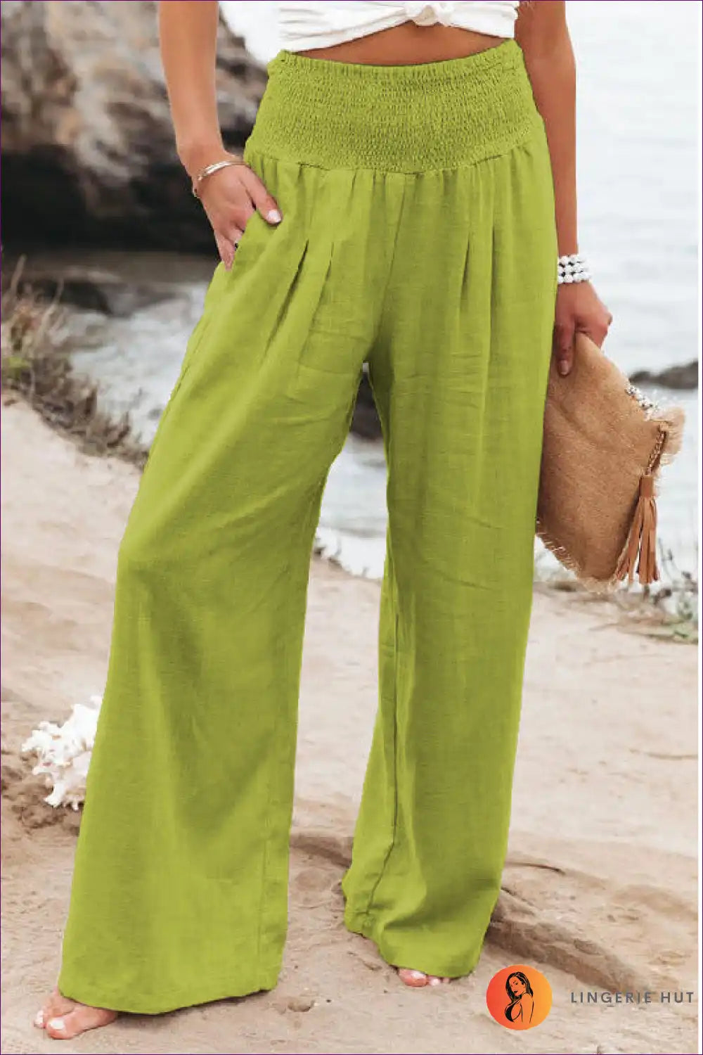 Wide-leg Trousers with Elastic Waist - Flowing Comfort for All Season, Autumn, Boho, Casual, Everyday