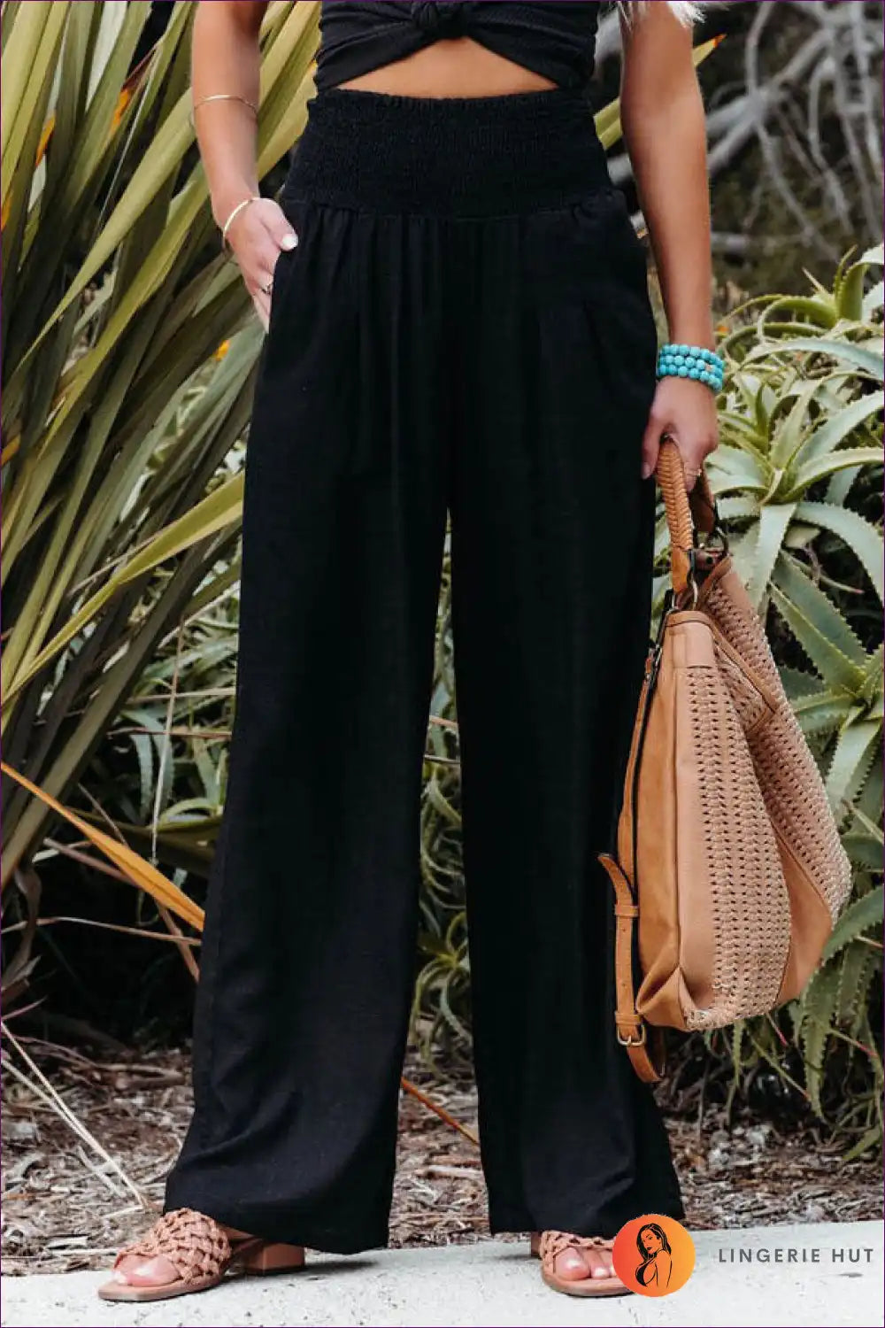 Wide-leg Trousers with Elastic Waist - Flowing Comfort for All Season, Autumn, Boho, Casual, Everyday