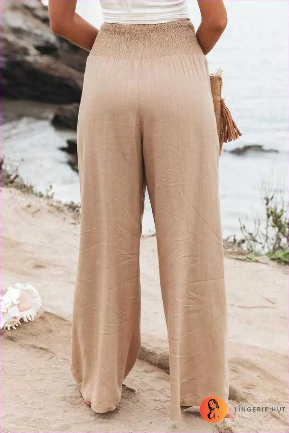 Wide-leg Trousers with Elastic Waist - Flowing Comfort for All Season, Autumn, Boho, Casual, Everyday