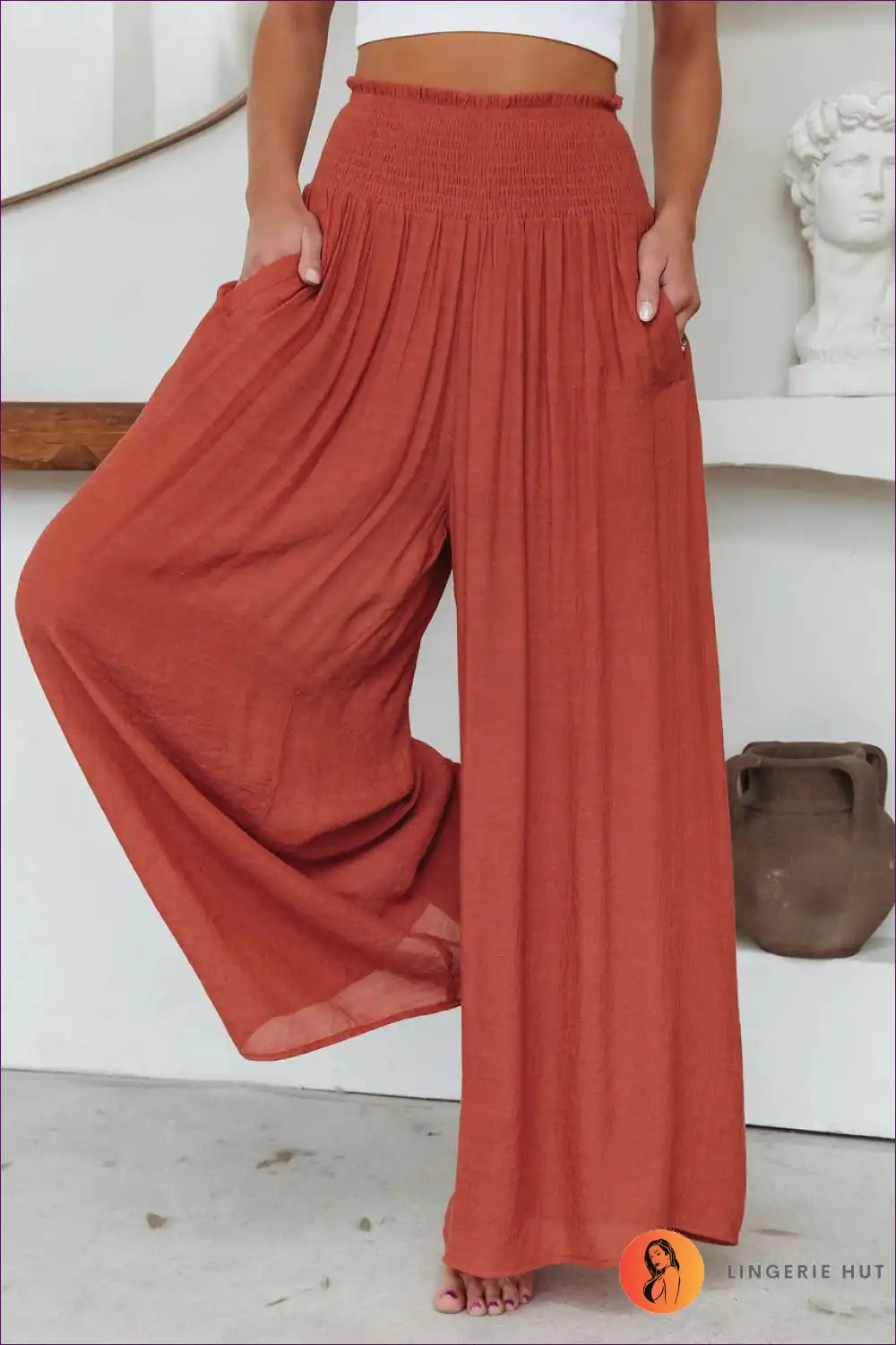 Wide-leg Trousers with High Waist - Effortless Elegance for All Season, Autumn, Boho, Casual, Everyday