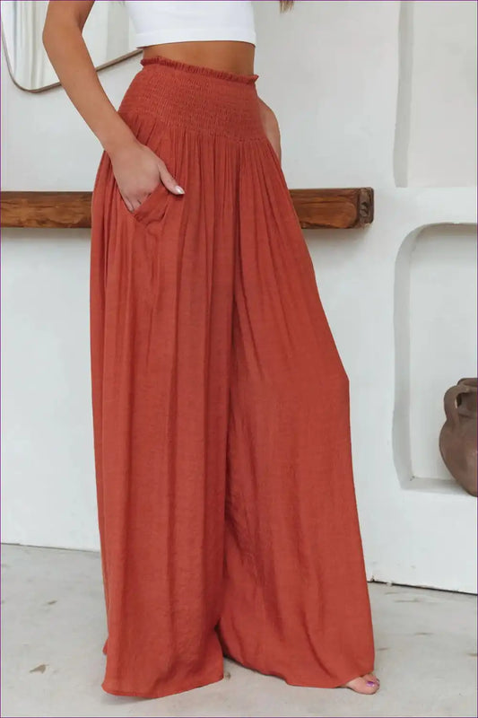Wide-leg Trousers with High Waist - Effortless Elegance for All Season, Autumn, Boho, Casual, Everyday
