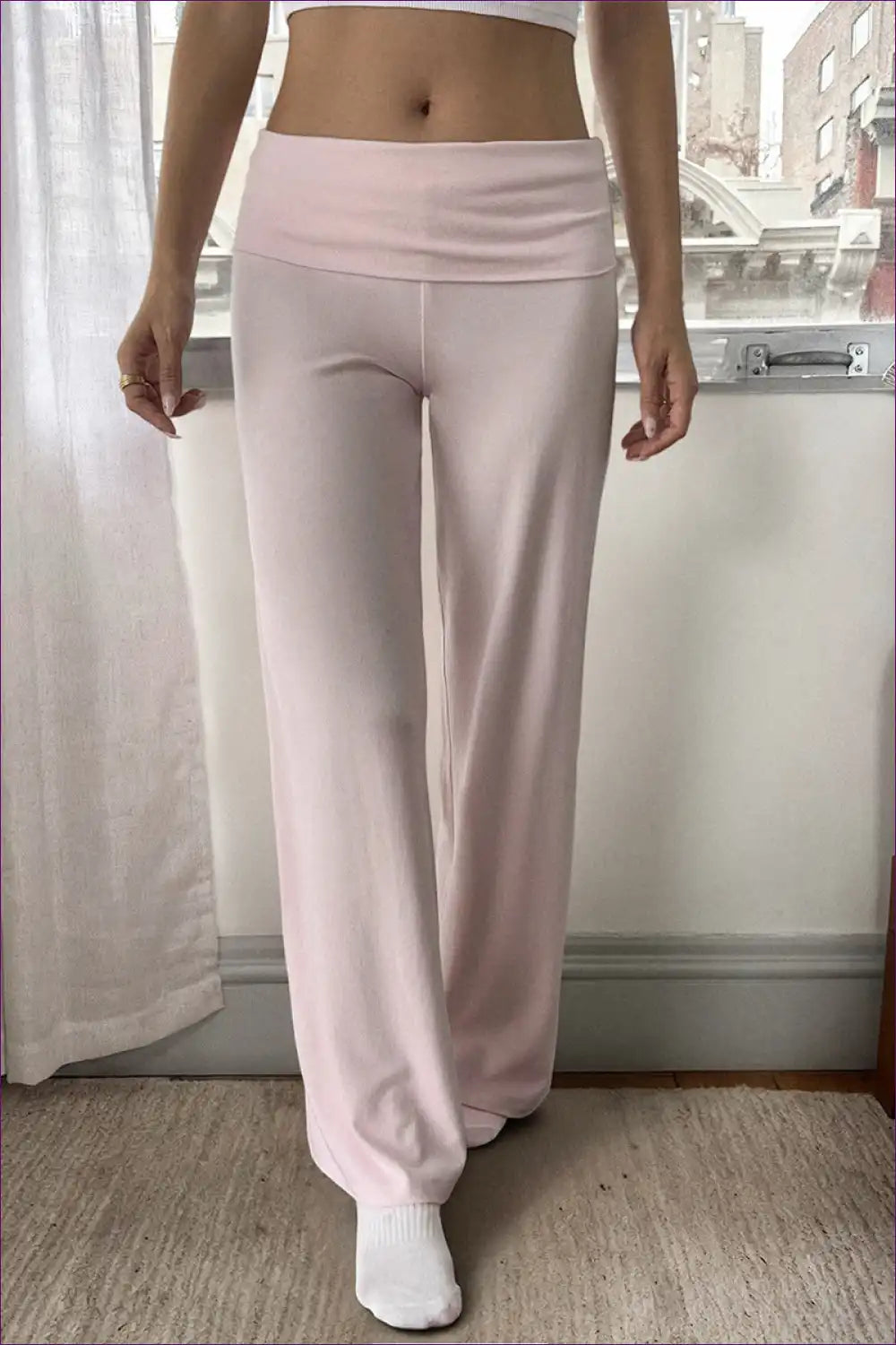 Wide Leg Trousers with High Waist - Sunday Morning Ritual for All Season, Autumn, Casual, Cotton, Everyday