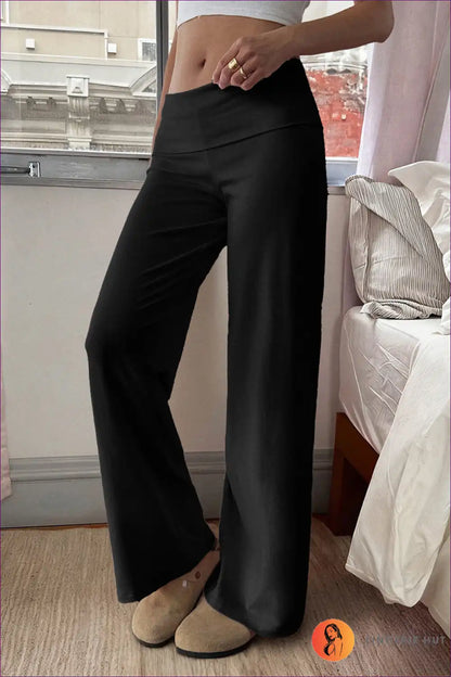 Wide Leg Trousers with High Waist - Sunday Morning Ritual for All Season, Autumn, Casual, Cotton, Everyday