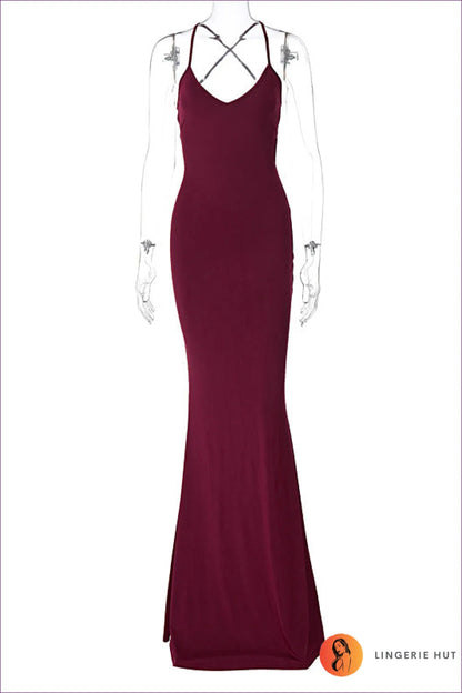 Step Into Winter Elegance With Lingerie Hut’s Backless Lace-up Fold Maxi Dress. Perfect For Parties, This