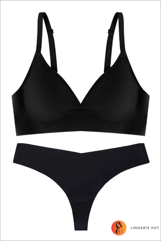 Wireless Triangle Bra Set with Seamless Hipsters - Modern Minimalism