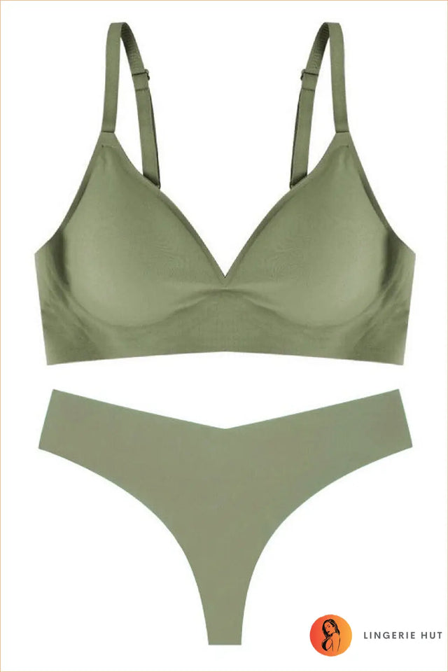 Wireless Triangle Bra Set with Seamless Hipsters - Modern Minimalism