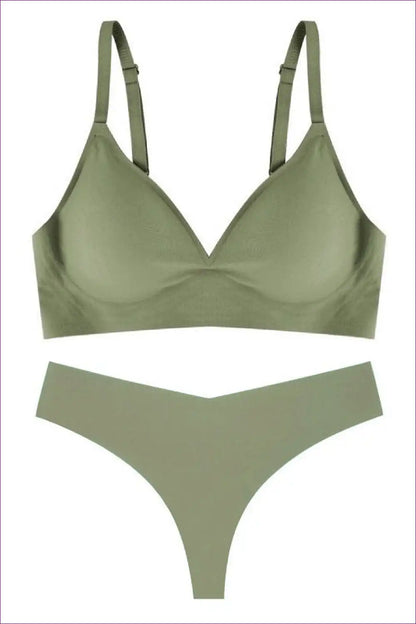 Wireless Triangle Bra Set with Seamless Hipsters - Modern Minimalism for Set, Casual, Everyday, just In,