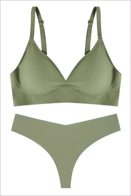 Wireless Triangle Bra Set with Seamless Hipsters - Modern Minimalism for Set, Casual, Everyday, just In,