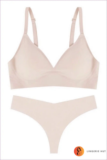 Wireless Triangle Bra Set with Seamless Hipsters - Modern Minimalism for Set, Casual, Everyday, just In,