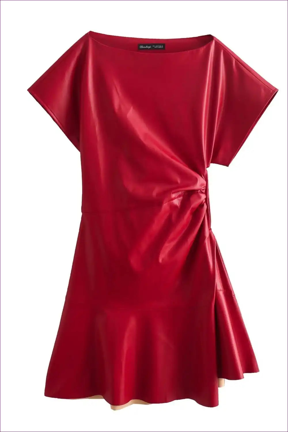 Women’s Faux Leather Pleated A-line Mini Dress – Elegant Fit