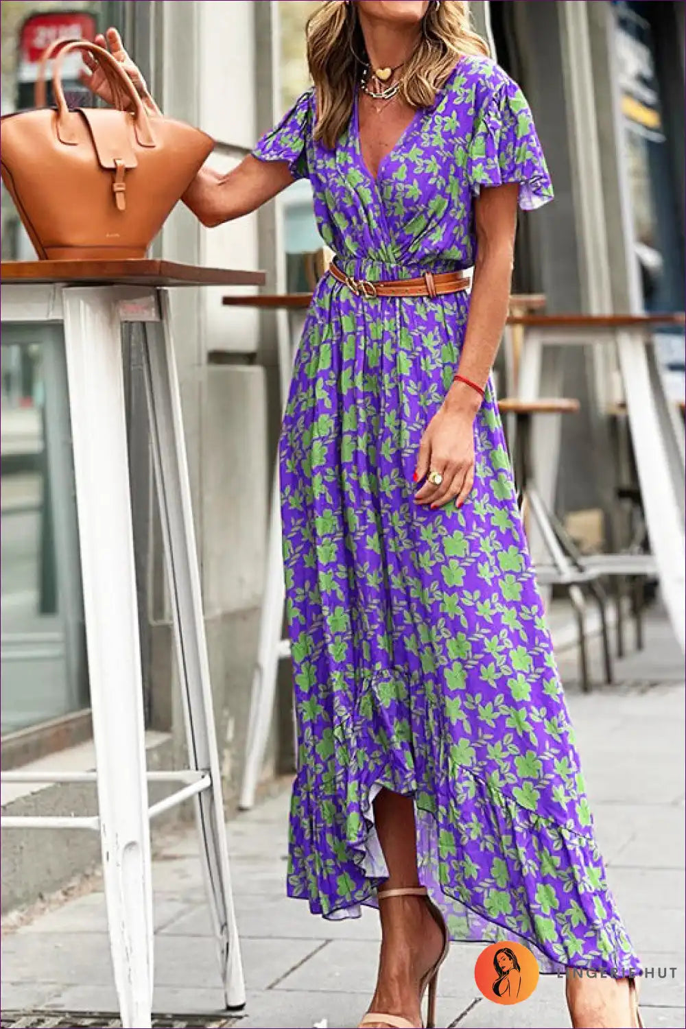 Wrap Dress with Asymmetric Hem - Bohemian Confidence for Boho, Casual, Dress, Everyday, Floral