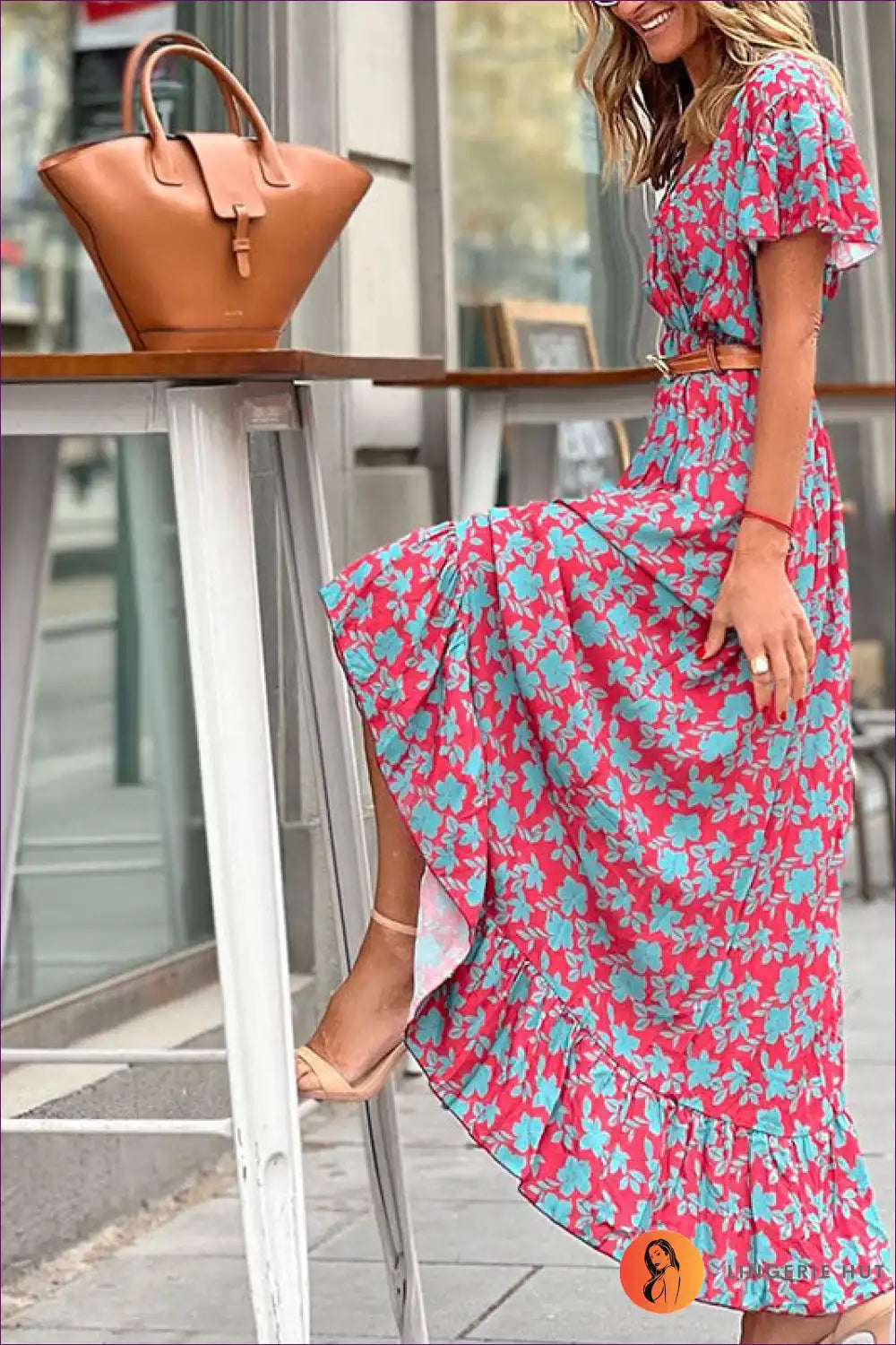 Wrap Dress with Asymmetric Hem - Bohemian Confidence for Boho, Casual, Dress, Everyday, Floral