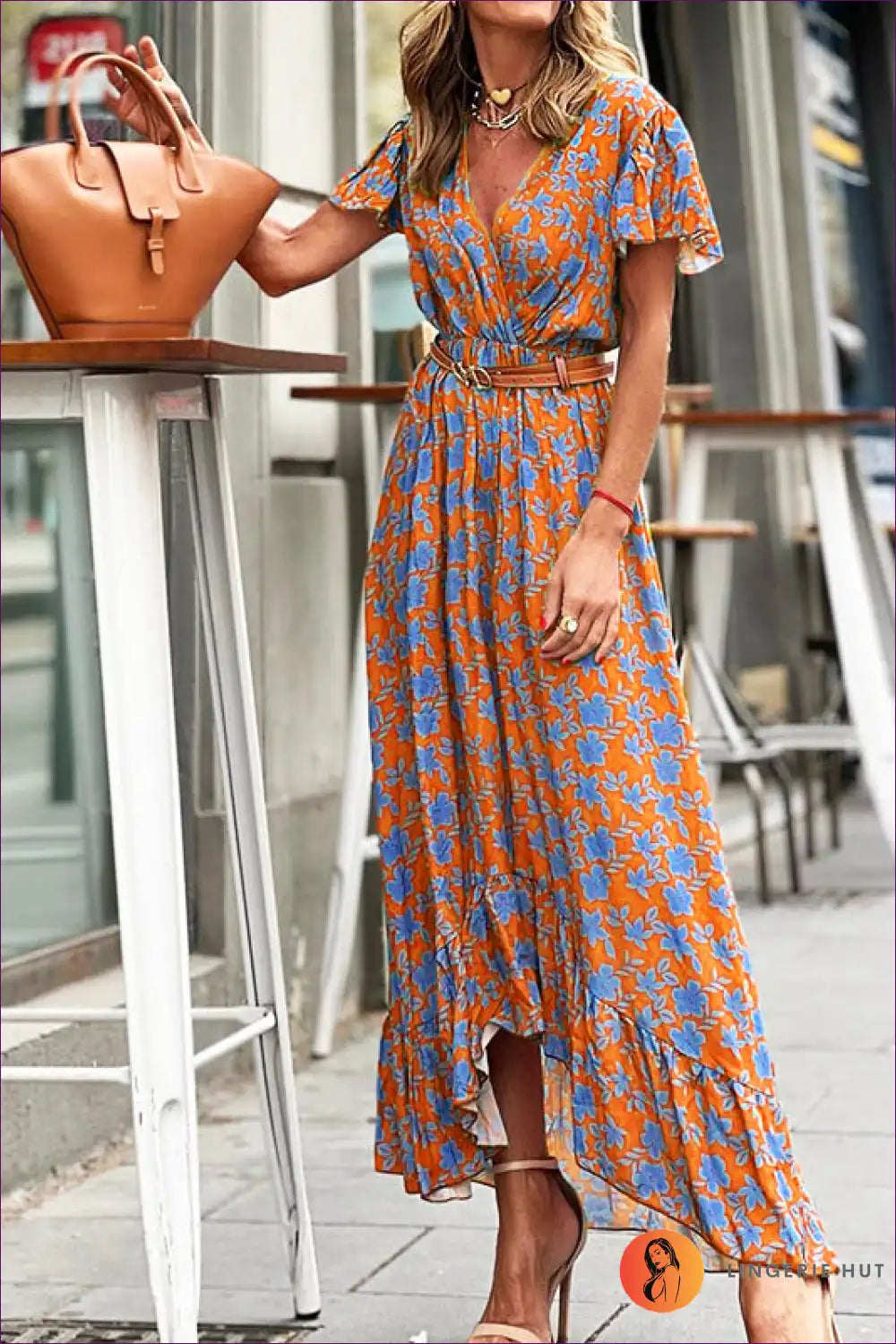 Wrap Dress with Asymmetric Hem - Bohemian Confidence for Boho, Casual, Dress, Everyday, Floral