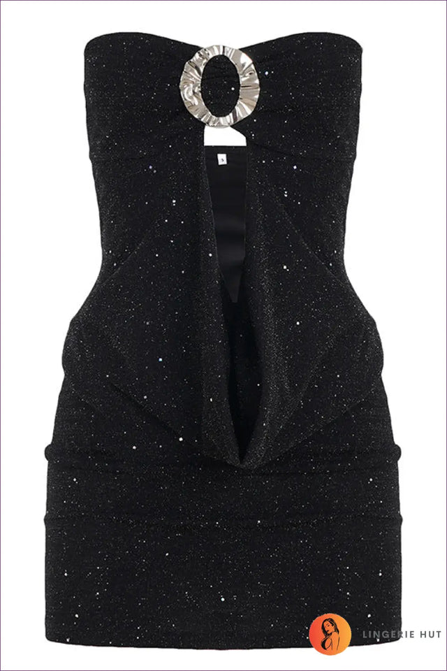 Strapless Cutout Glitter Mini Dress