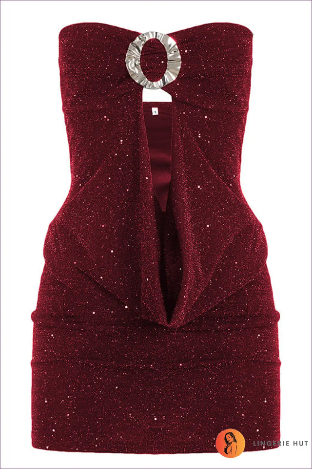 Strapless Cutout Glitter Mini Dress