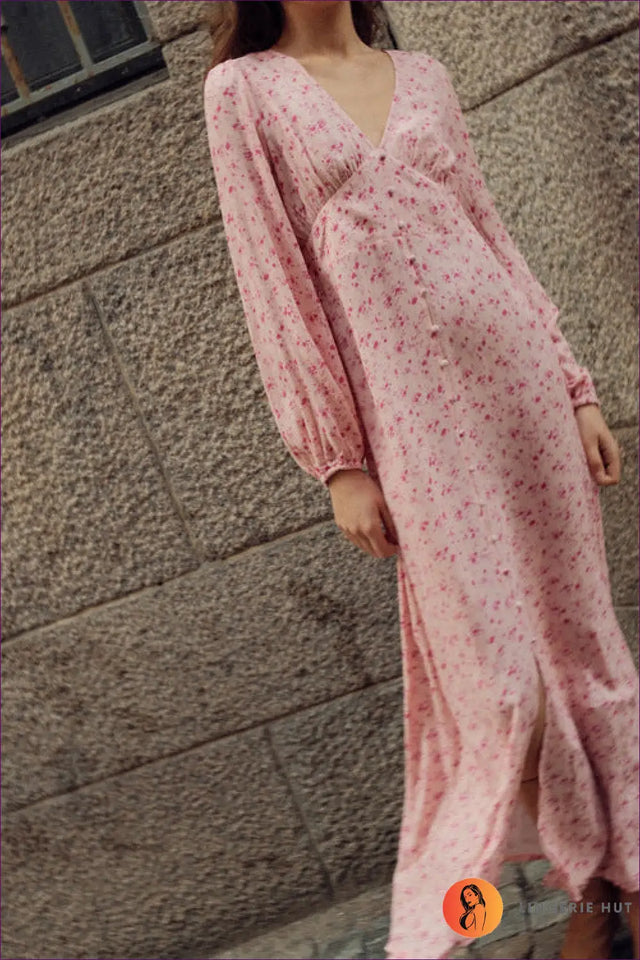 Floral Button Front Midi Dress - Effortless Femininity