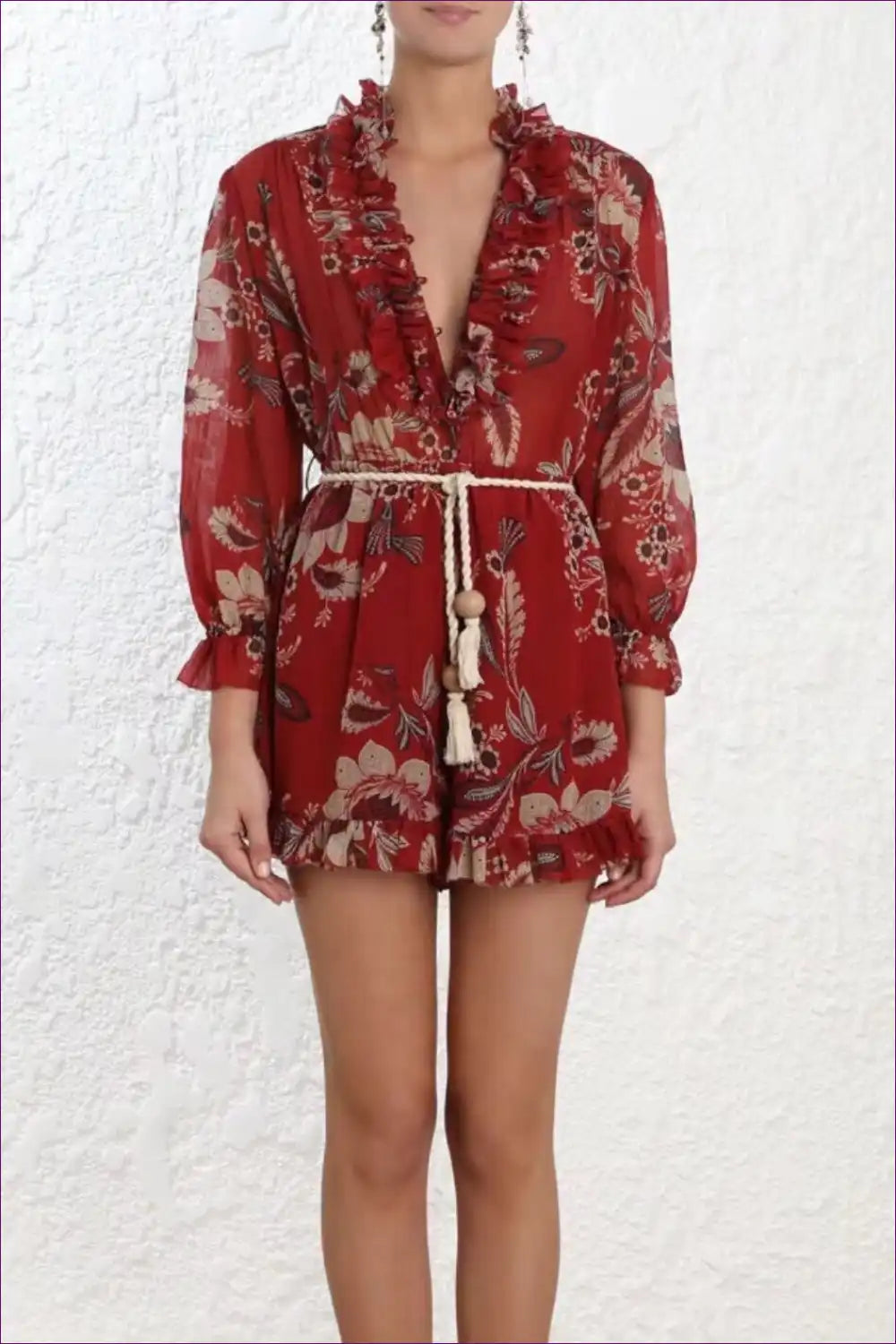 Wrap Dress with Floral Print - Vacation Romance for A-line, Boho, Casual, Dress, Everyday