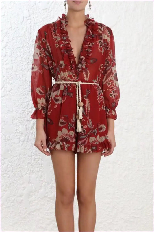 Wrap Dress with Floral Print - Vacation Romance for A-line, Boho, Casual, Dress, Everyday