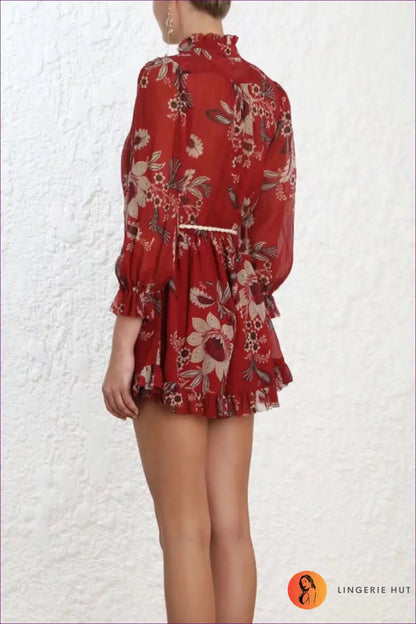 Wrap Dress with Floral Print - Vacation Romance for A-line, Boho, Casual, Dress, Everyday