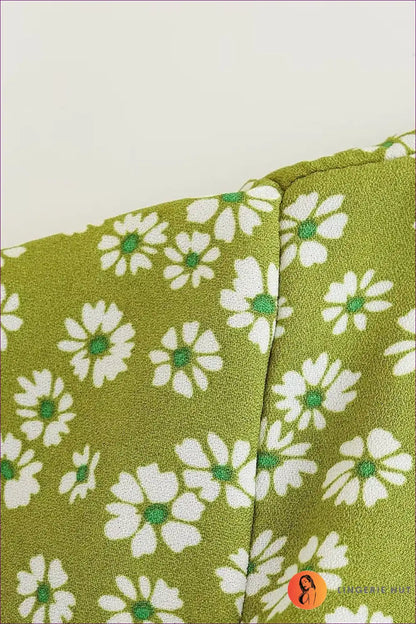 Wrap Dress with Flutter Sleeves - Garden Party Grace for A-line, Boho, Casual, Chiffon,