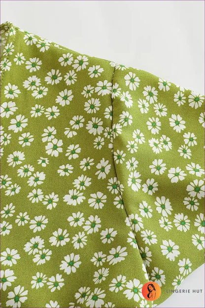 Wrap Dress with Flutter Sleeves - Garden Party Grace for A-line, Boho, Casual, Chiffon,