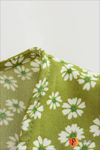 Wrap Dress with Flutter Sleeves - Garden Party Grace for A-line, Boho, Casual, Chiffon,