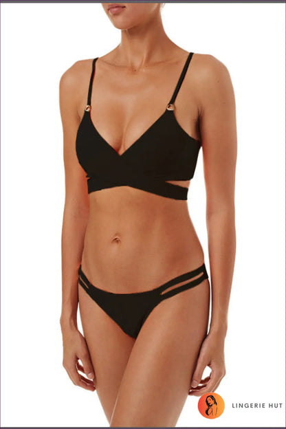 Wrap Front Bikini Set with Cut-out Detail - Sun-soaked Confidence - s / Black - Lingerie Hut - Beachwear • Casual