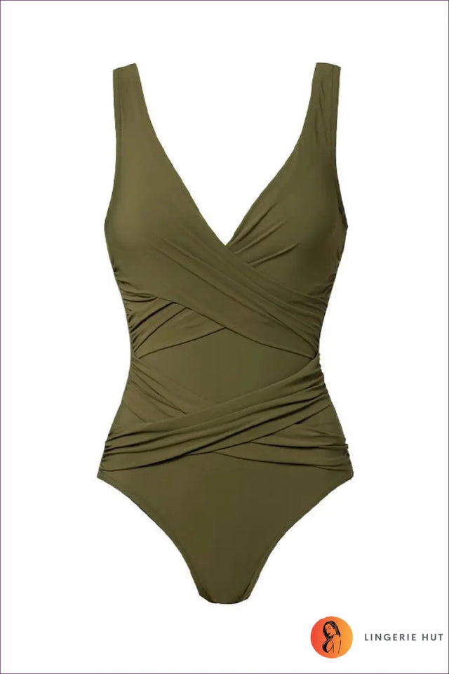 Wrap-Front Swimsuit with Crossover Ruching - Effortless Ease