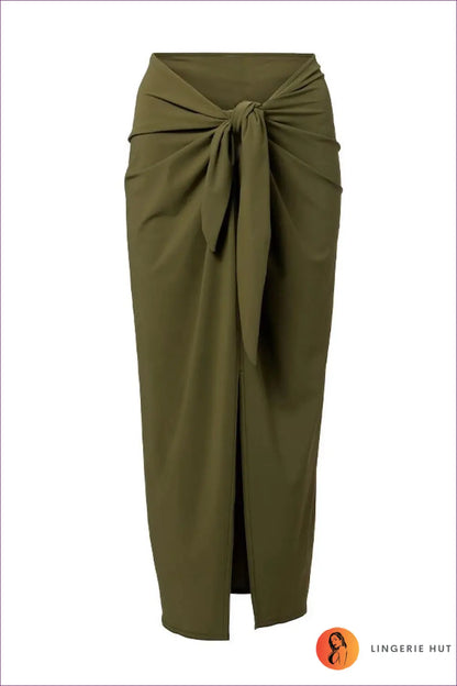 Wrap-front Swimsuit with Crossover Ruching - Effortless Ease - one Size / Wrap Skirt - Swimwear - Beachwear • Casual