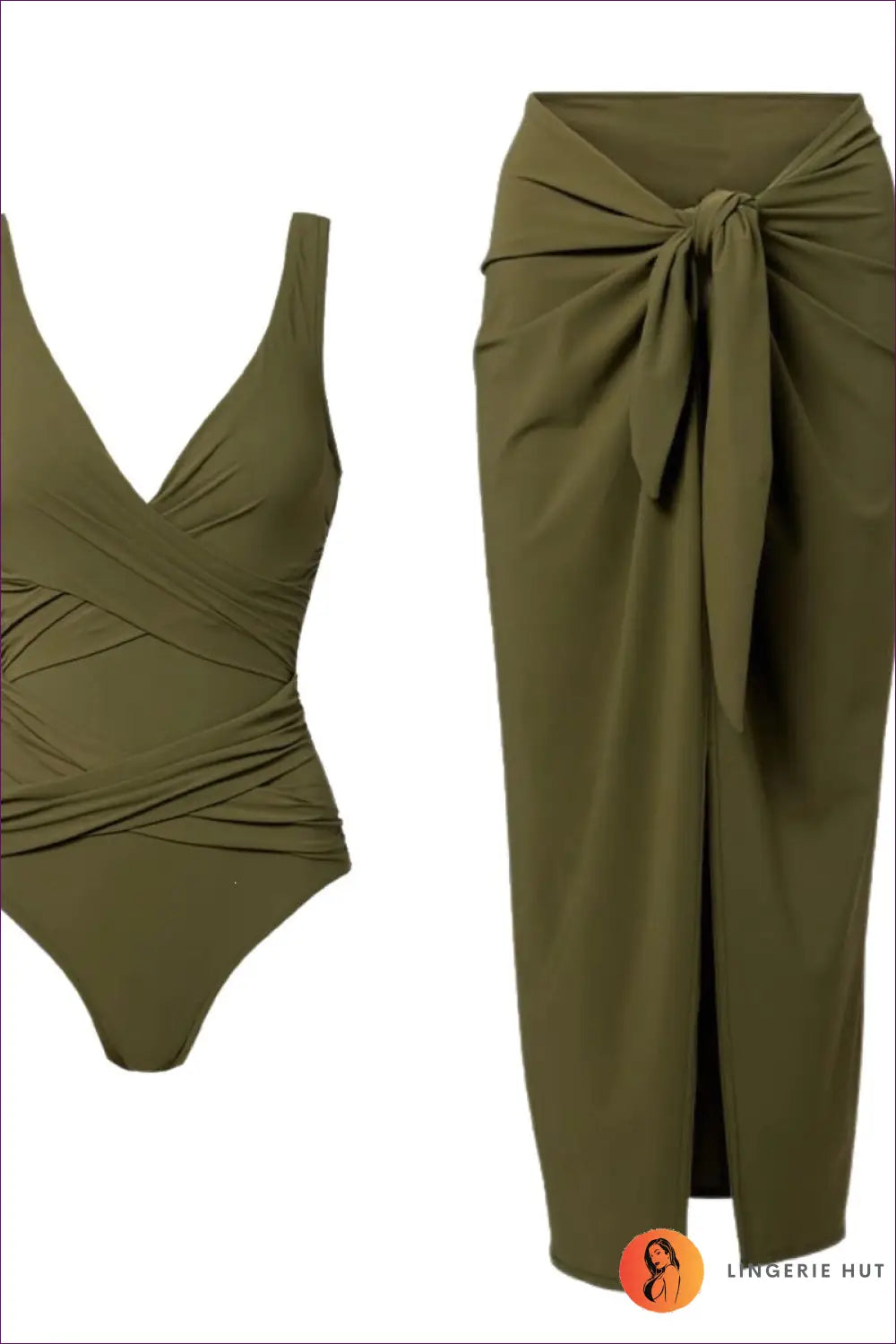 Wrap-front Swimsuit with Crossover Ruching - Effortless Ease - s / Set - Swimwear - Beachwear • Casual