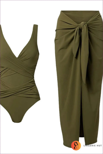 Wrap-front Swimsuit with Crossover Ruching - Effortless Ease - s / Set - Swimwear - Beachwear • Casual