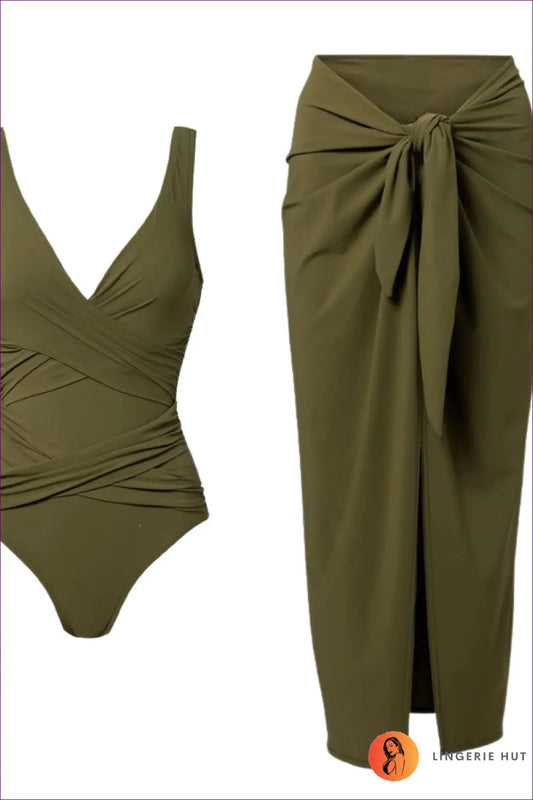 Wrap-front Swimsuit with Crossover Ruching - Effortless Ease - s / Set - Swimwear - Beachwear • Casual