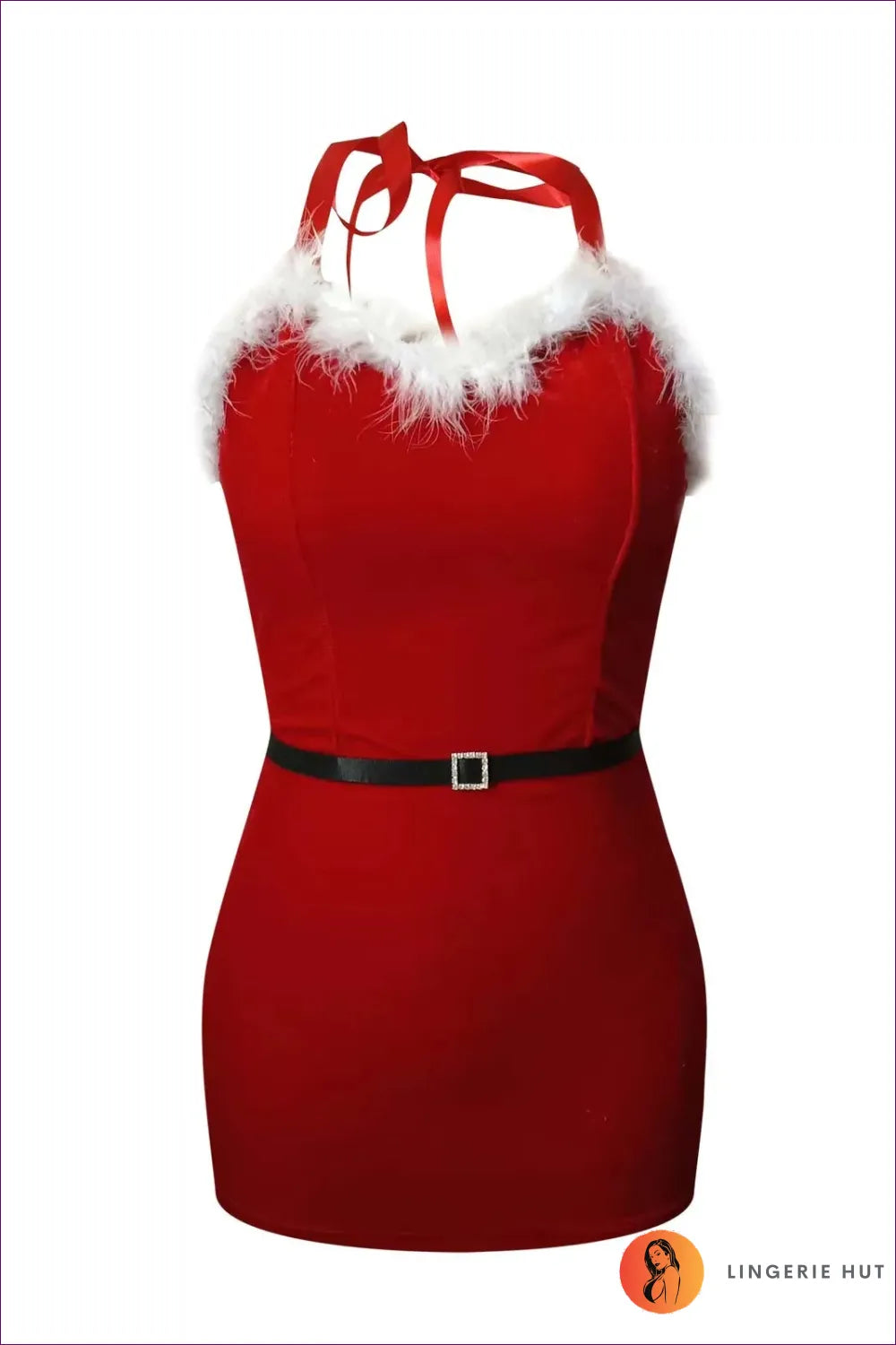 Step Into The Holiday Season With Lingerie Hut’s Yuletide Charm Bodycon Mini Dress. Fit, Fur Trim,