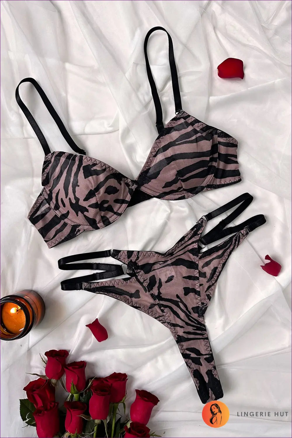 Zebra Glam Lingerie Set - Fierce And Flirty For Boudoir, Bra Set, Honeymoon, Lingerie, Sexy